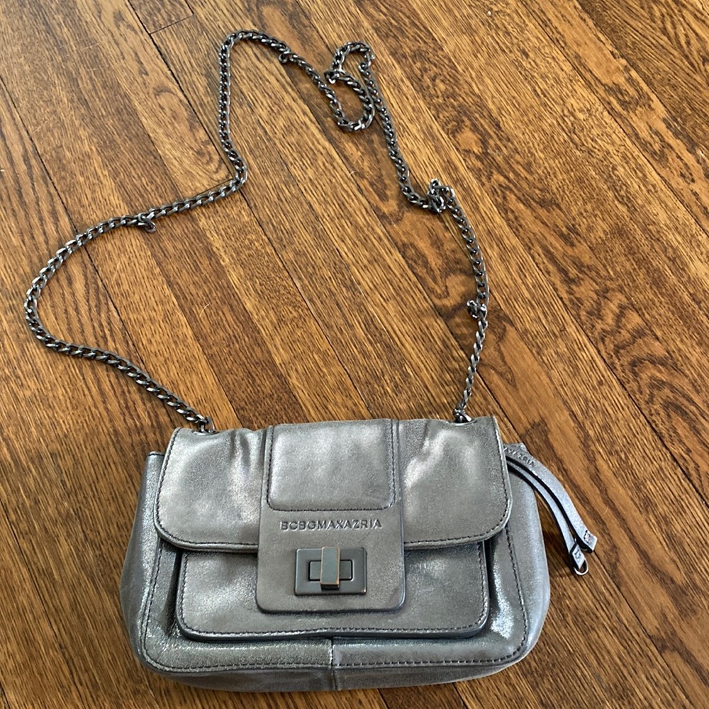BCBG Metallic Silver Chain Bag